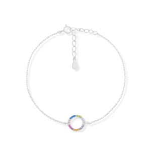 bransoletka z kolorowymi cyrkoniami srebrna 925