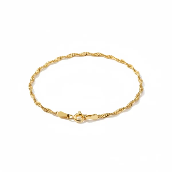 bransoletka damska z łańcuszka o splocie singapur 19 cm srebro 925 pozłacane lukier jewellery