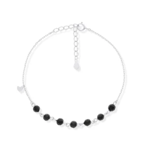 bransoletka z czarnymi kamieniami srebrna 925