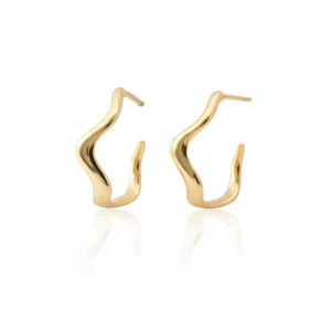 kolczyki o nieregularnym kształcie fali, na sztyft srebro 925 pozłacane eleganckie na prezent lukier jewellery