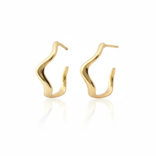 kolczyki o nieregularnym kształcie fali, na sztyft srebro 925 pozłacane eleganckie na prezent lukier jewellery