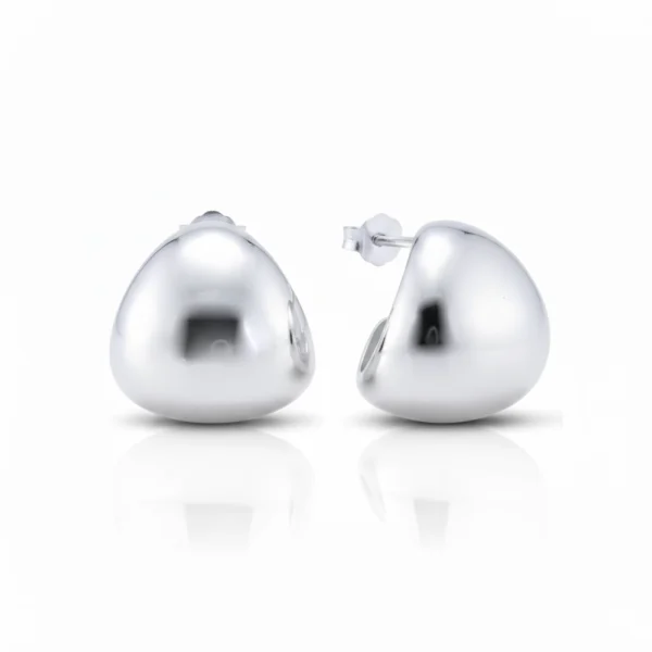 kolczyki szerokie opływowe krople srebro rodowane błyszczące