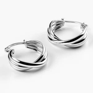 kolczyki potrójne srebrne rodowane piękne eleganckie lukier jewellery