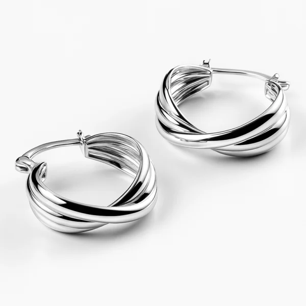 kolczyki potrójne srebrne rodowane piękne eleganckie lukier jewellery