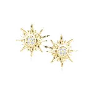 kolczyki słoneczka z cyrkoniami na sztyft na białym tle