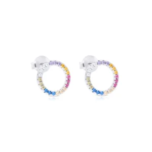 kolczyki z kolorowymi cyrkoniami srebro 925