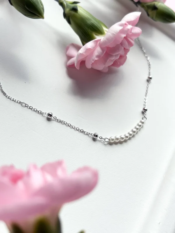 naszyjnik srebrny z perłami naszyjnik z perłami i kuleczkami srebro 925