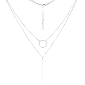 naszyjnik podwójny ze srebra, słupek i kółeczko