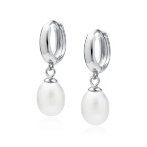 Kolczyki koła z perłą, srebro 925 Lukier jewellery, elegancka i ponadczasowa biżuteria