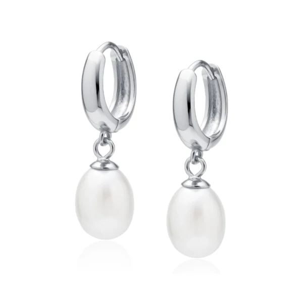 Kolczyki koła z perłą, srebro 925 Lukier jewellery, elegancka i ponadczasowa biżuteria