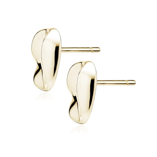 Pozłacane kolczyki o organicznym kształcie srebro 925 lukier jewellery (1) Eleganckie Pozłacane kolczyki o nieregularnym kształcie srebro 925 lukier jewellery z boku. minimalizm i elegancja dla każdej kobiety