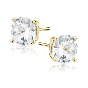 Pozłacane kolczyki sztyfty z cyrkonią dużą 8 mm Srebro 925, Lukier Jewellery.