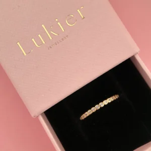 Pozłacany pierścionek z cyrkoniami w kuleczkach _ Srebro 925 w pudełeczku, piękny minimalistyczny kobiecy