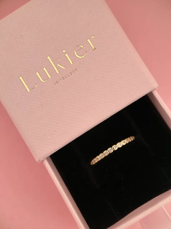 Pozłacany pierścionek z cyrkoniami w kuleczkach _ Srebro 925 a pudełeczku Pozłacany pierścionek z cyrkoniami w kuleczkach _ Srebro 925 w pudełeczku, piękny minimalistyczny kobiecy