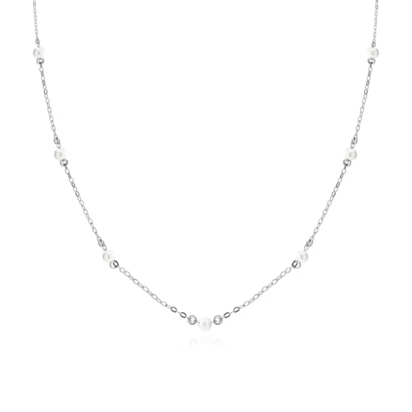 Srebrny naszyjnik choker z perlami Lukierj jewellery.