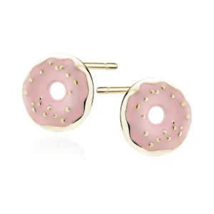 Kolczyki Donut ze srebra 925 pozłacane– Lukier Jewellery, modne kolczyki inspirowane słodyczami