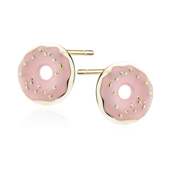 Kolczyki Donut ze srebra 925 pozłacane– Lukier Jewellery, modne kolczyki inspirowane słodyczami