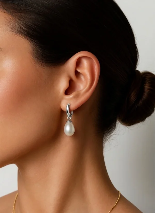 kolczyki koła z perłą lukier wiszące Srebrne Kolczyki z perłą wiszące lukier jewellery piękne i eleganckie