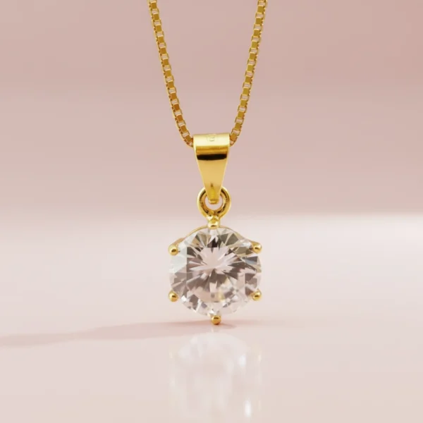 naszyjnik z cyrkonią 8mm na tle lukierjewellery naszyjnik z cyrkonią 8mm piękny ozdobny wieczorowy srebro 925 pozłacane