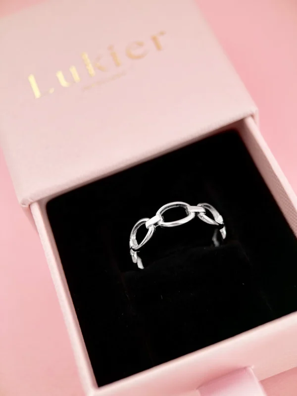 srebrny pierścionek ogniwa w pudełku najmodniejszy wzór, lukier jewellery srebrny pierścionek ogniwa w pudełku najmodniejszy wzór, lukier jewellery