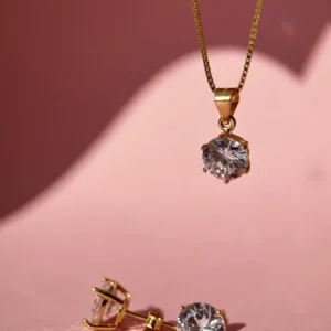 zestaw z cyrkoniami 8mm srebro 925 pozłacane Lukier jewellery, elegancki na wyjątkowe wyjścia