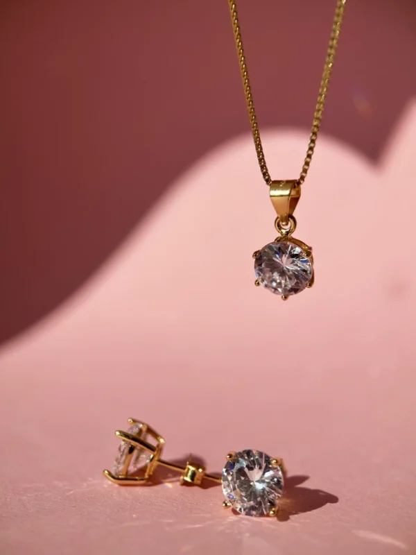 zestaw z cyrkoniami 8mm srebro 925 pozłacane Lukier jewellery zestaw z cyrkoniami 8mm srebro 925 pozłacane Lukier jewellery, elegancki na wyjątkowe wyjścia