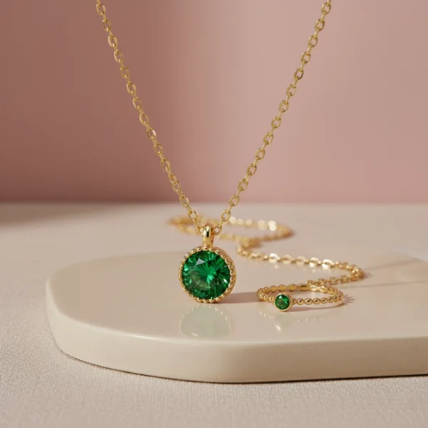 zestaw z zielonymi cyrkoniami stylizacja biżuterii z zielonymi cyrkoniami styl boho lukier jewellery