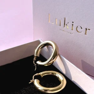 Kolczyki chunky grube 3 cm srebro 925 pozłacane w pudełku lukier jewellery