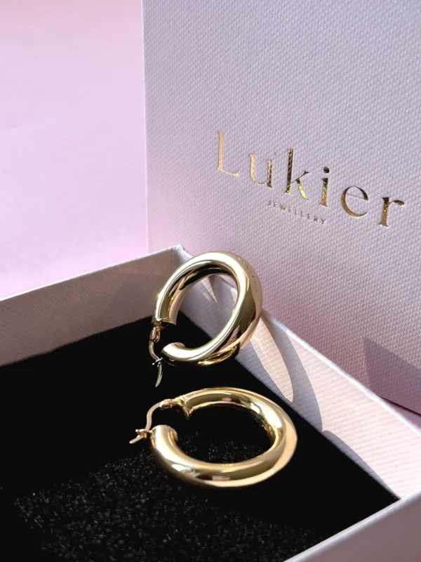 Kolczyki koła grube 3cm oponki lukier jewellery Kolczyki chunky grube 3 cm srebro 925 pozłacane w pudełku lukier jewellery