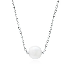 Srebrny naszyjnik z perłą na łańcuszku – elegancka biżuteria damska Lukier Jewellery