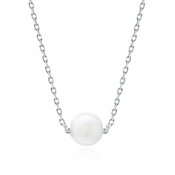 Srebrny naszyjnik z perłą na łańcuszku – elegancka biżuteria damska Lukier Jewellery