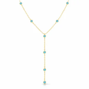 pozłacany naszyjnik z niebieskim opalem, Lukier jewellery biżuteria dla kobiet