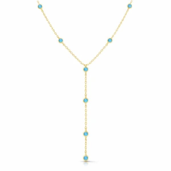 pozłacany naszyjnik z niebieskim opalem, Lukier jewellery biżuteria dla kobiet