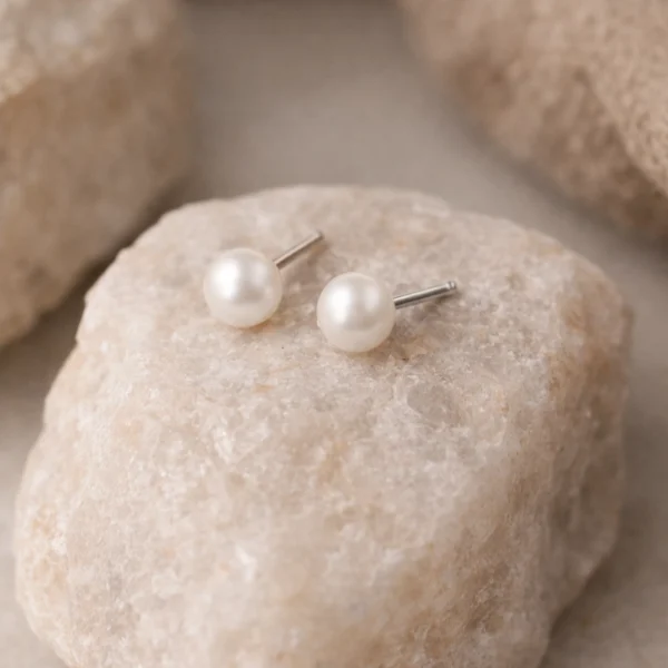 kolczyki z perłą 6mm na sztyft srebrne aranż kolczyki srebrne z perłą na sztyft idealne na prezent