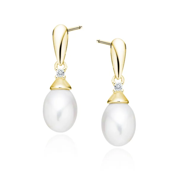 kolczyki z białą perłą i cyrkonią ze srebra 925 – eleganckie kolczyki damskie Lukier Jewellery
