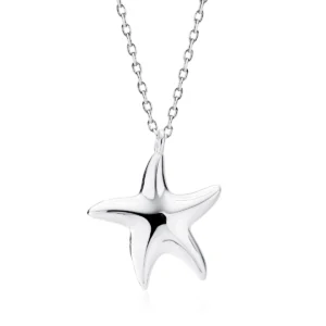 Srebrny naszyjnik z rozgwiazdą ze srebra próby 925 marki Lukier Jewellery, biżuteria z motywem morskim
