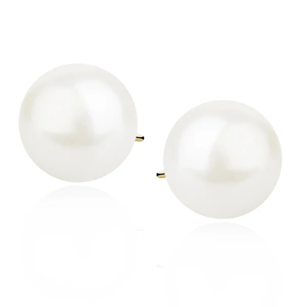 Kolczyki z perłą 10 mm – srebro 925 pozłacane 14K Lukier jewellery