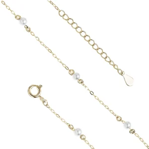 bransoletka na kostkę z perłami 3mm lukier jewellery srebro pozłacane
