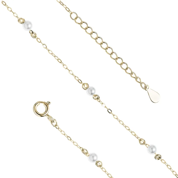 bransoletka na kostkę z perłami 3mm lukier jewellery srebro pozłacane bransoletka na kostkę z perłami 3mm lukier jewellery srebro pozłacane